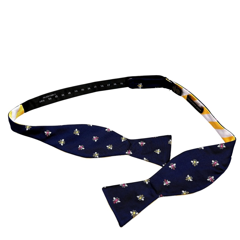 Countess Mara Bow Tie Mens Bee Embroidered Reversible Striped Formal Accessory
